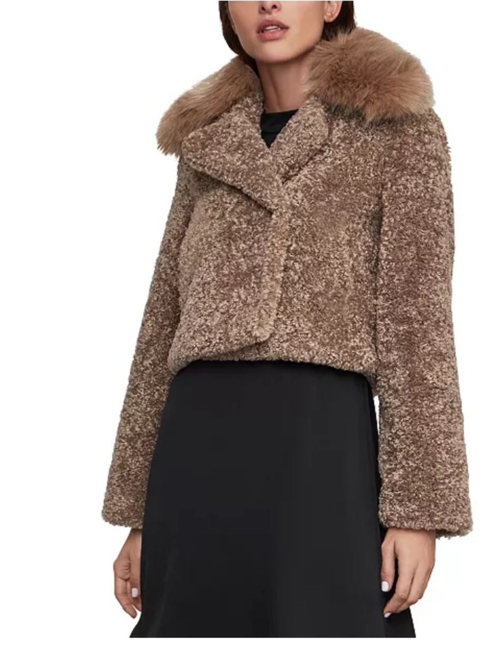 BCBGMaxAzria Tan Teddy Cropped Coat